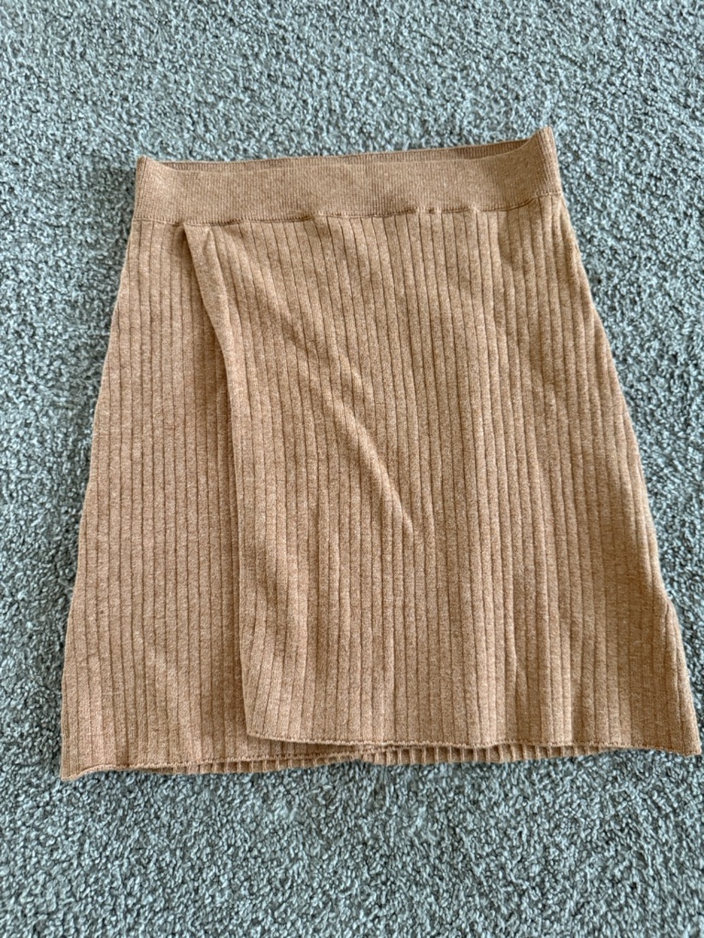 Free People Ribbed Knit Pencil Skirt in Camel Brown